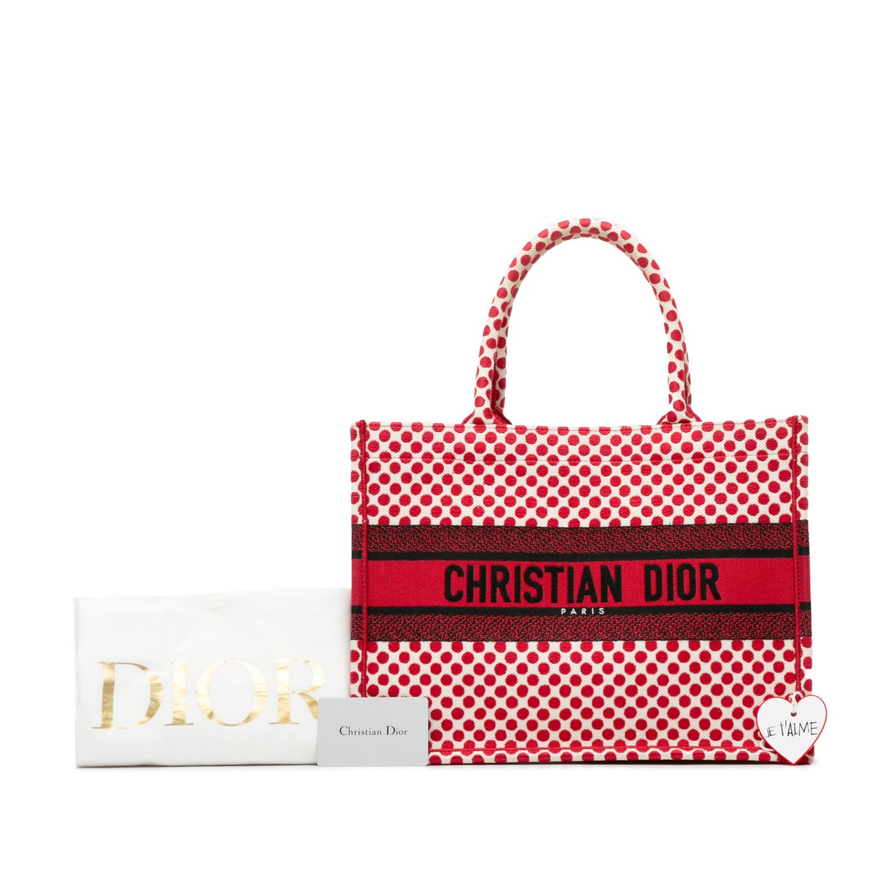 Dior DiorAmour Medium Embroidered Canvas Dots Book Tote Rood