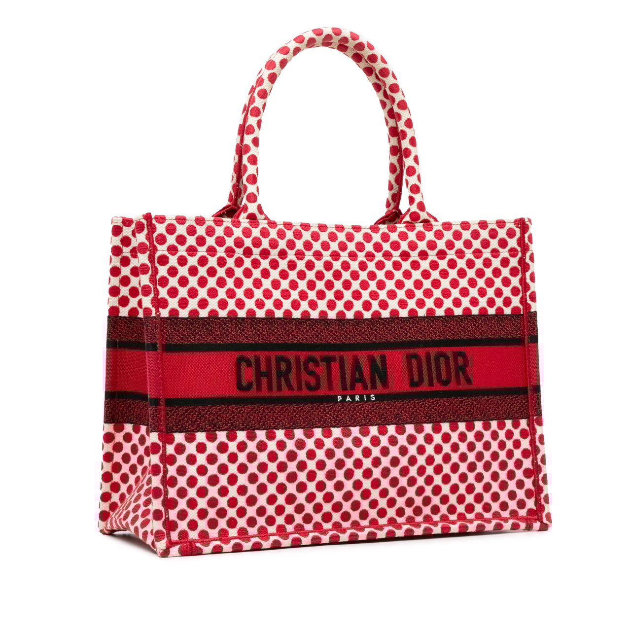 Dior DiorAmour Medium Embroidered Canvas Dots Book Tote Rood