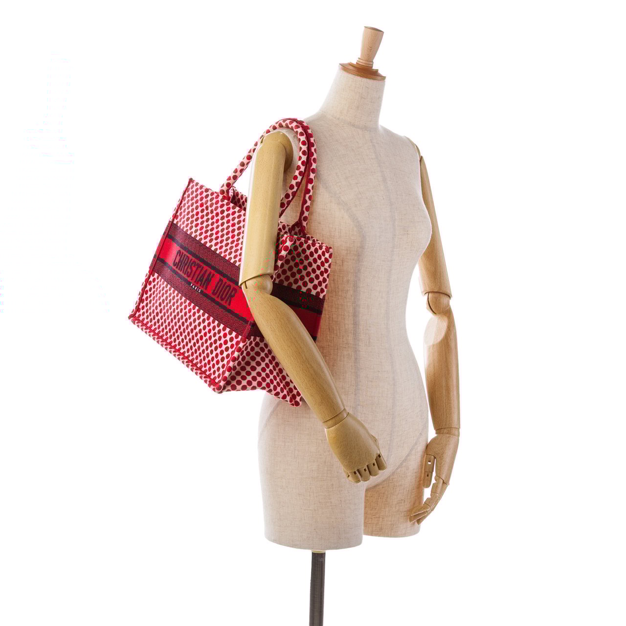 Dior DiorAmour Medium Embroidered Canvas Dots Book Tote Rood