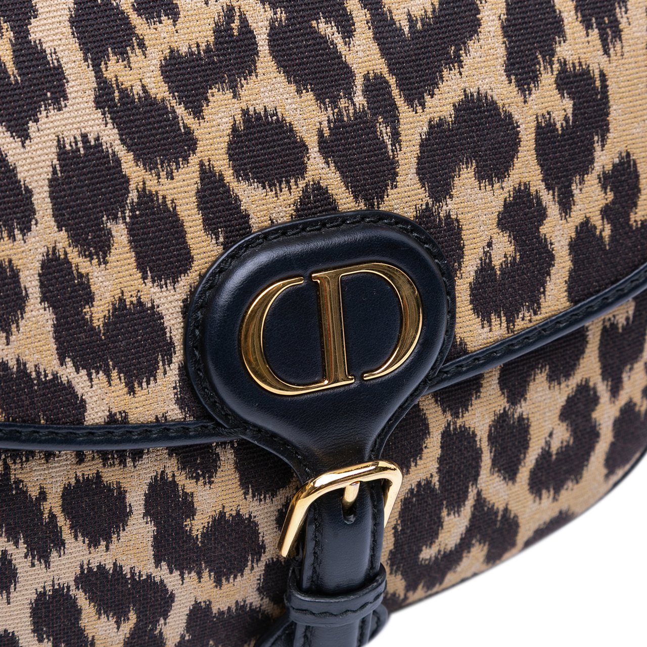 Dior Mizza Medium Embroidered Canvas Leopard Bobby Crossbody Bruin
