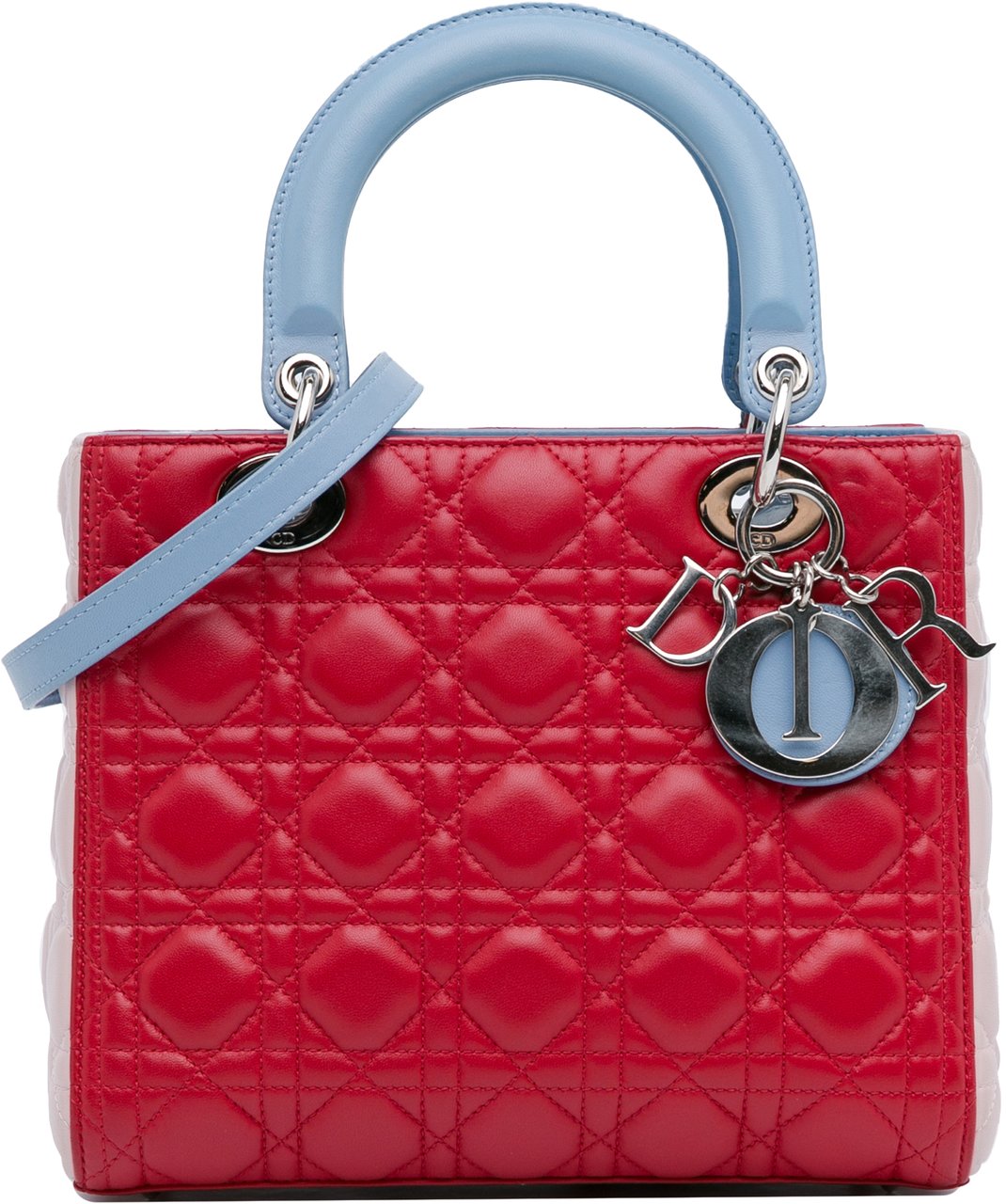 Dior Medium Tricolor Lambskin Cannage Lady Dior Rood