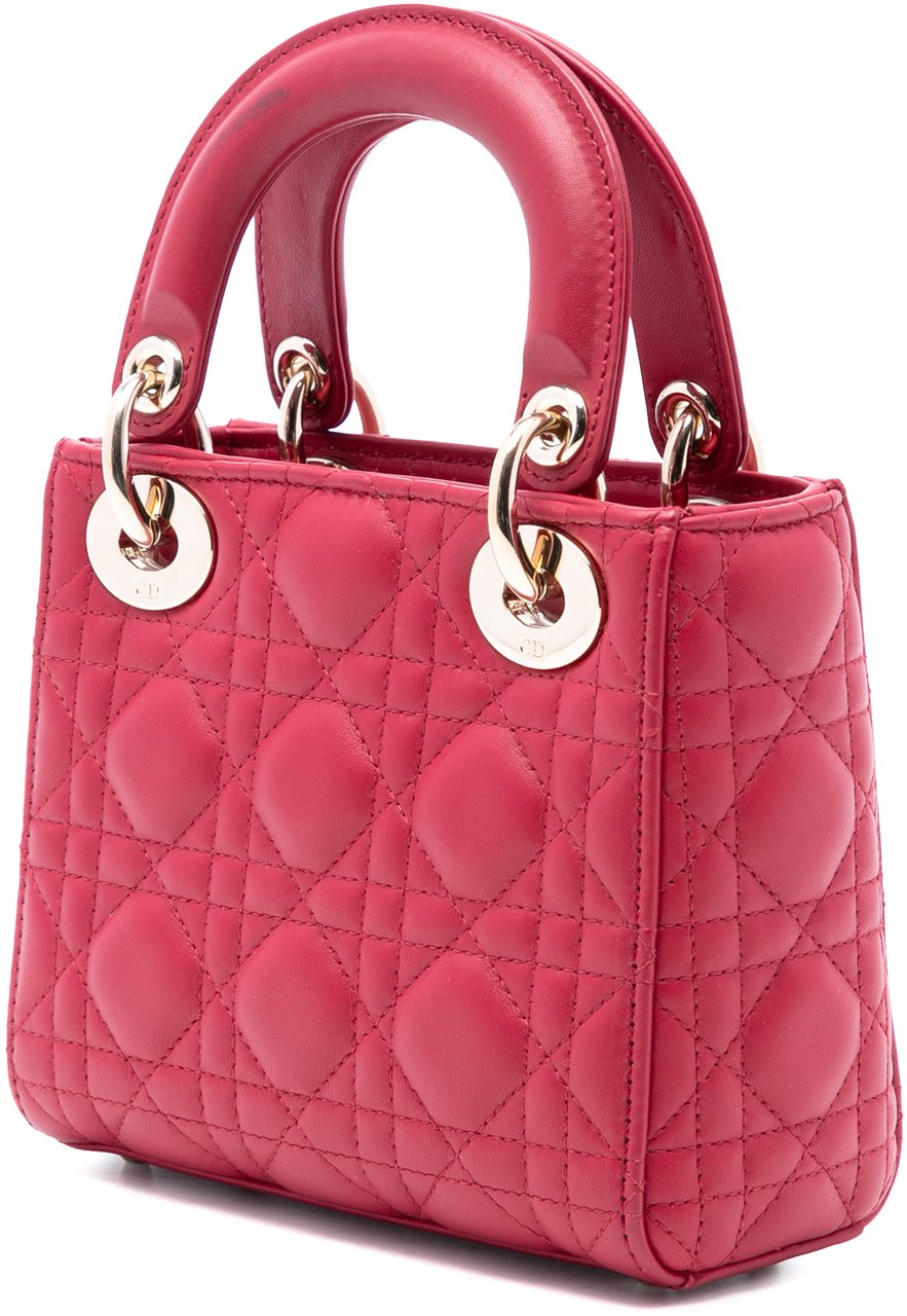 Dior Mini Lambskin Cannage Lady Dior Roze