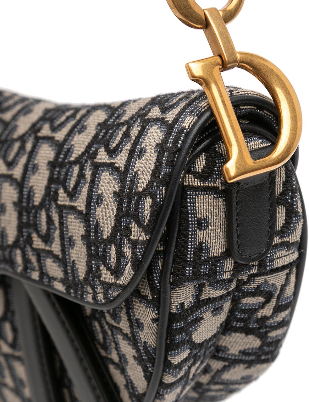 Dior Mini Oblique Canvas Saddle Bag Blauw