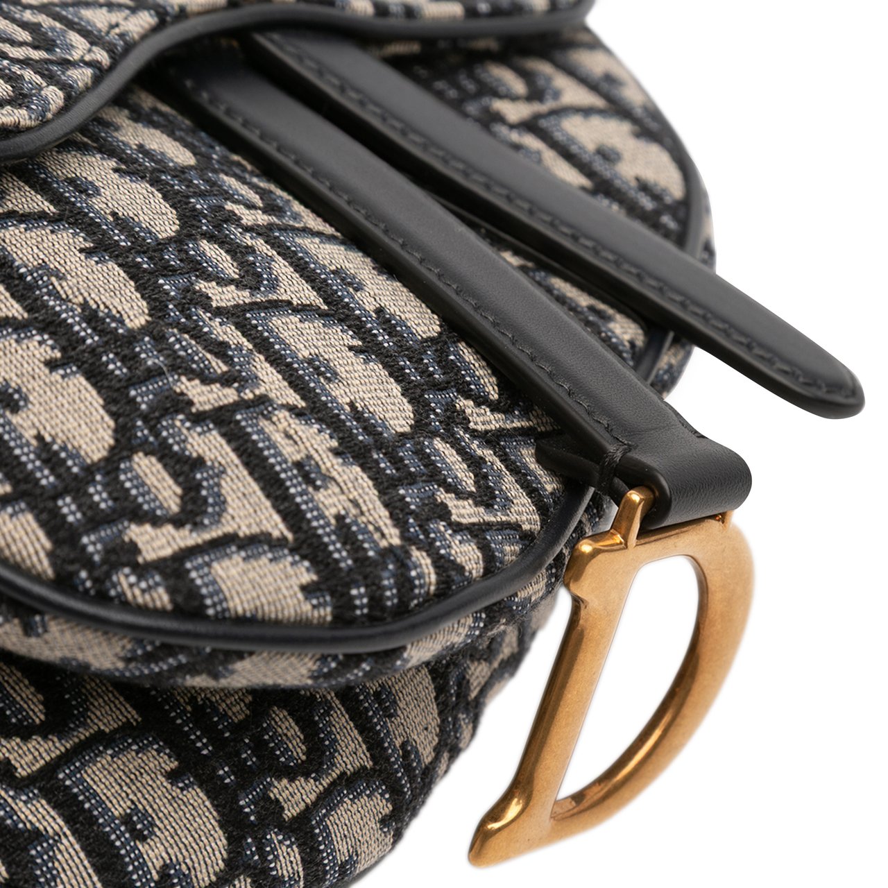 Dior Mini Oblique Canvas Saddle Bag Blauw