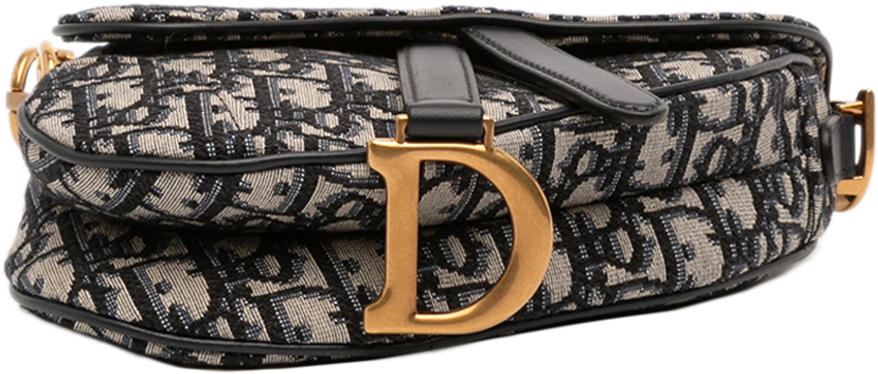 Dior Mini Oblique Canvas Saddle Bag Blauw