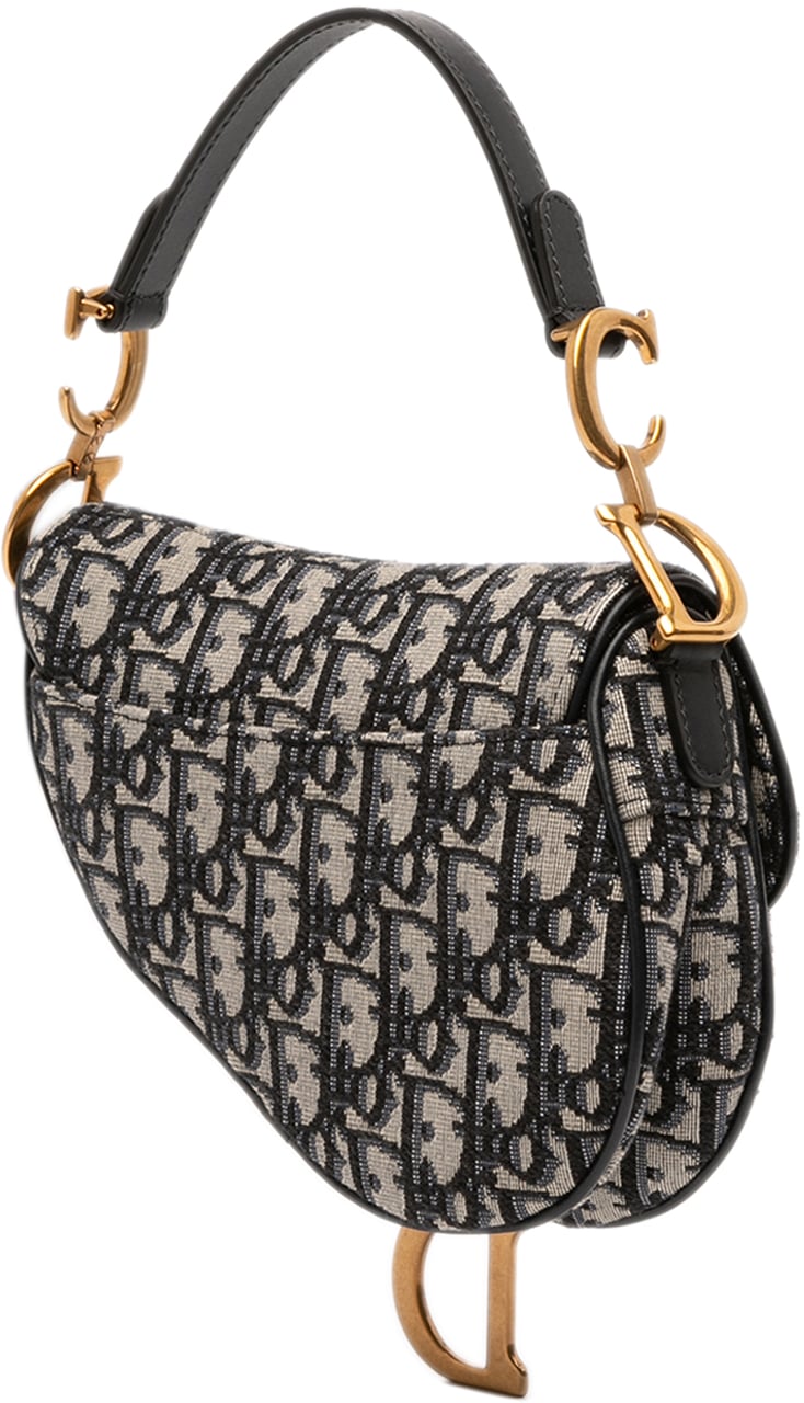 Dior Mini Oblique Canvas Saddle Bag Blauw