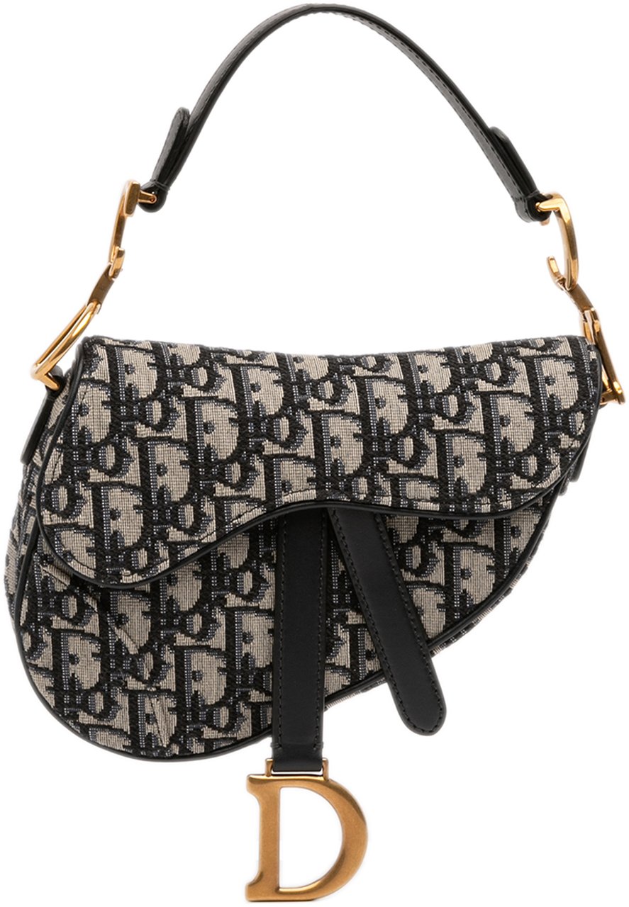 Dior Mini Oblique Canvas Saddle Bag Blauw