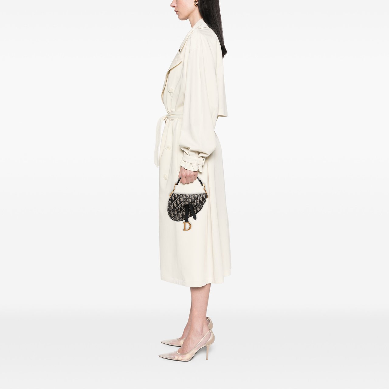 Dior Mini Oblique Canvas Saddle Bag Blauw