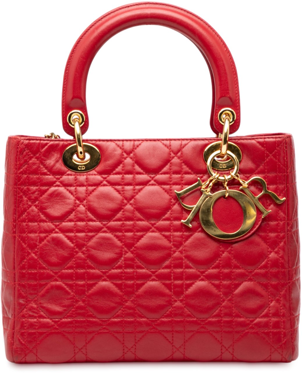 Dior Medium Lambskin Cannage Lady Dior Rood