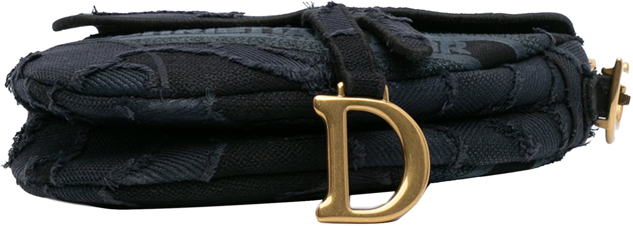 Dior Camouflage Embroidered Canvas Saddle Bag Blauw