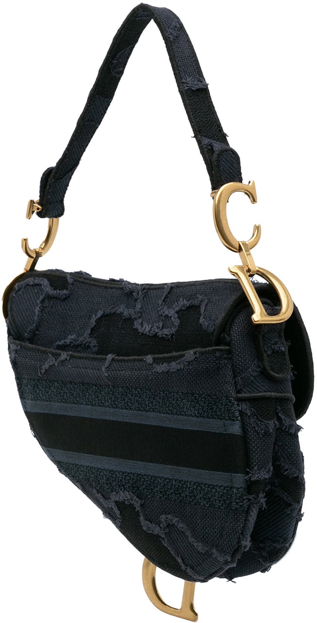 Dior Camouflage Embroidered Canvas Saddle Bag Blauw