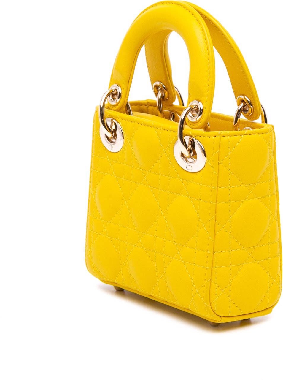 Dior Micro Lambskin Cannage Lady Dior Geel