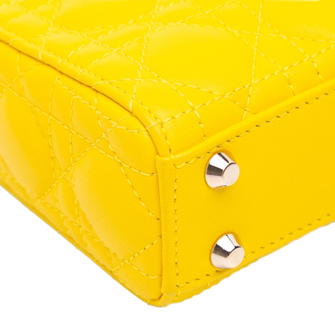 Dior Micro Lambskin Cannage Lady Dior Geel