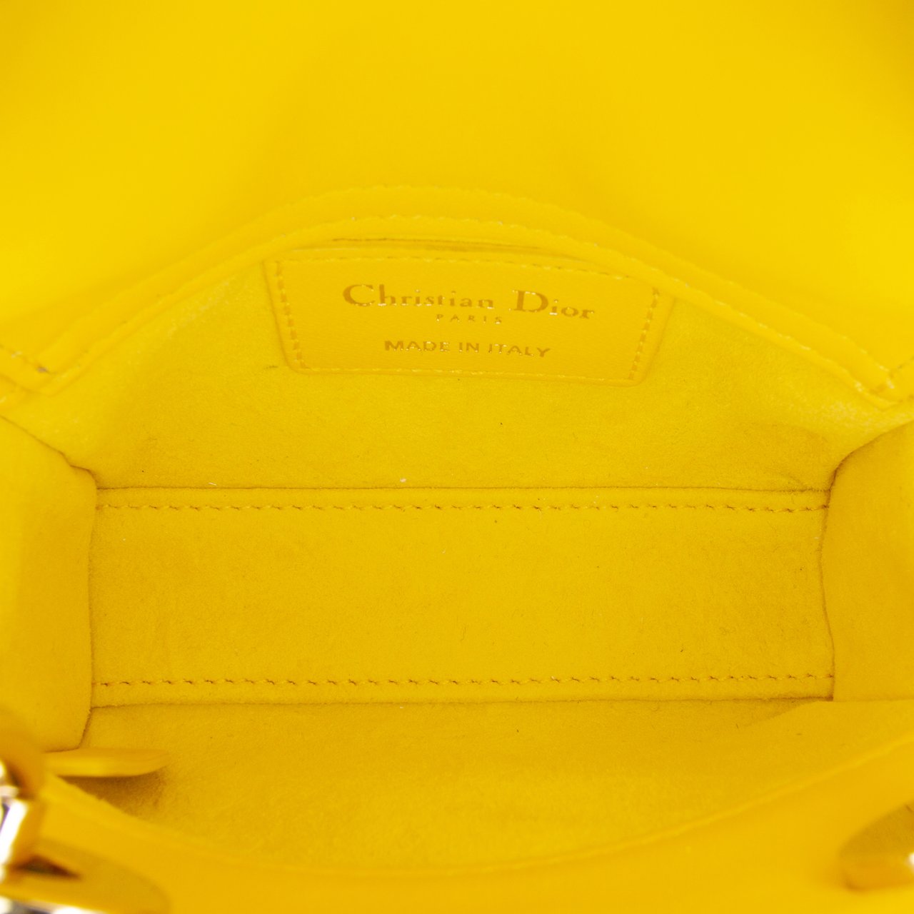 Dior Micro Lambskin Cannage Lady Dior Geel