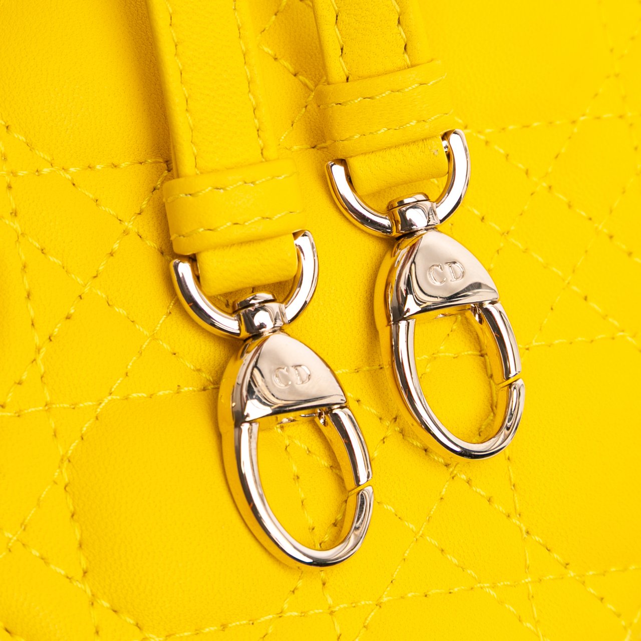 Dior Micro Lambskin Cannage Lady Dior Geel