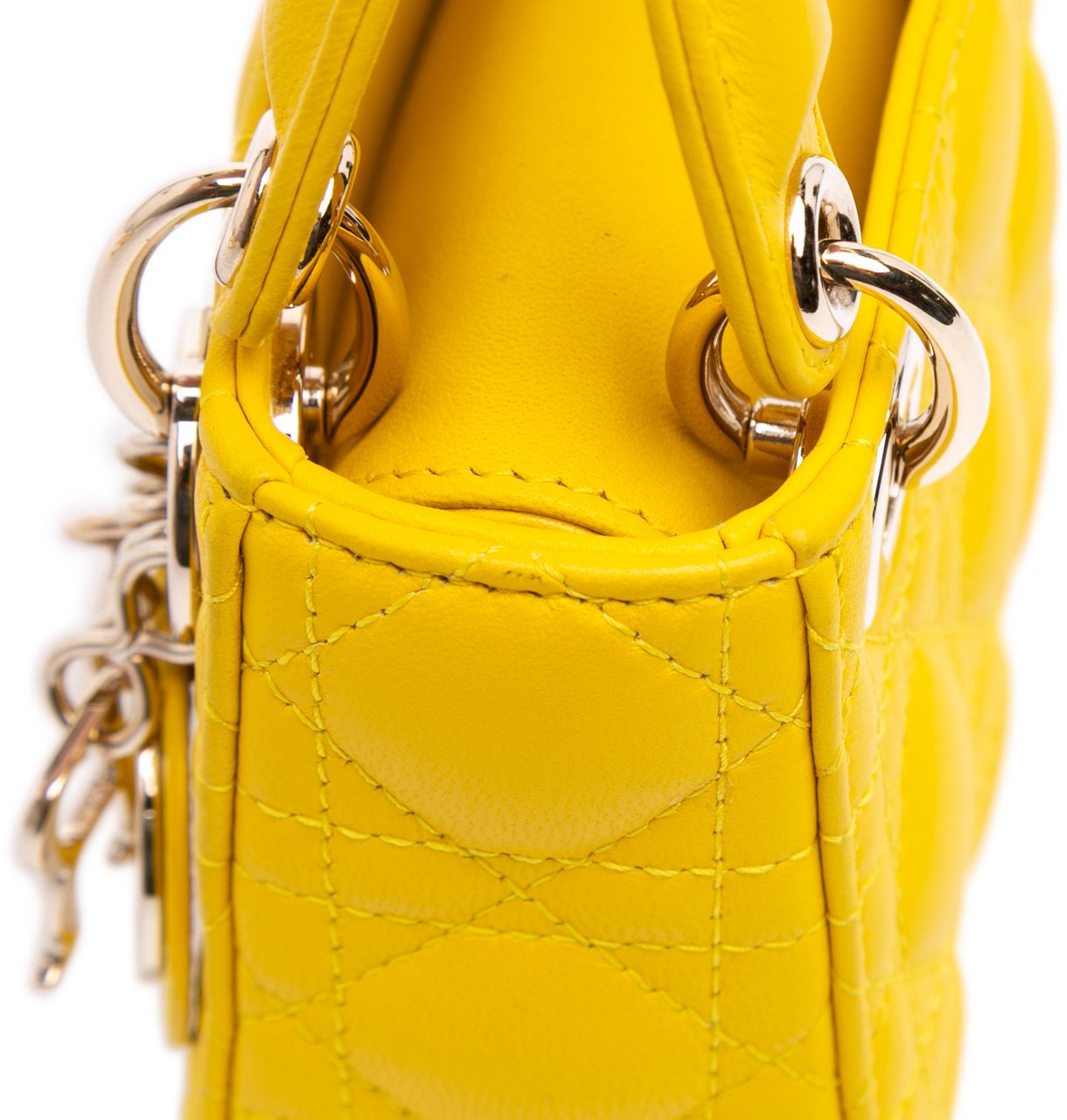 Dior Micro Lambskin Cannage Lady Dior Geel