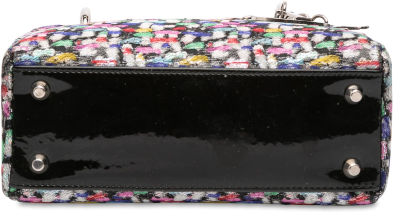 Dior Mini Multicolor Metallic Fabric and Patent Leather Lady Dior Zwart