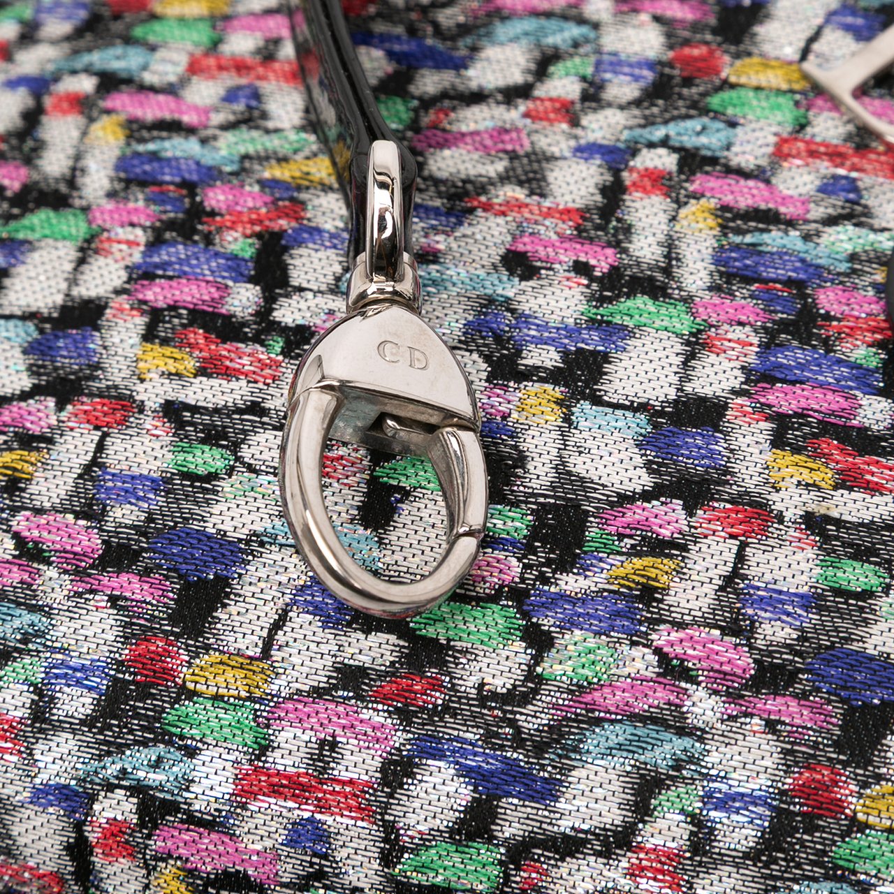 Dior Mini Multicolor Metallic Fabric and Patent Leather Lady Dior Zwart