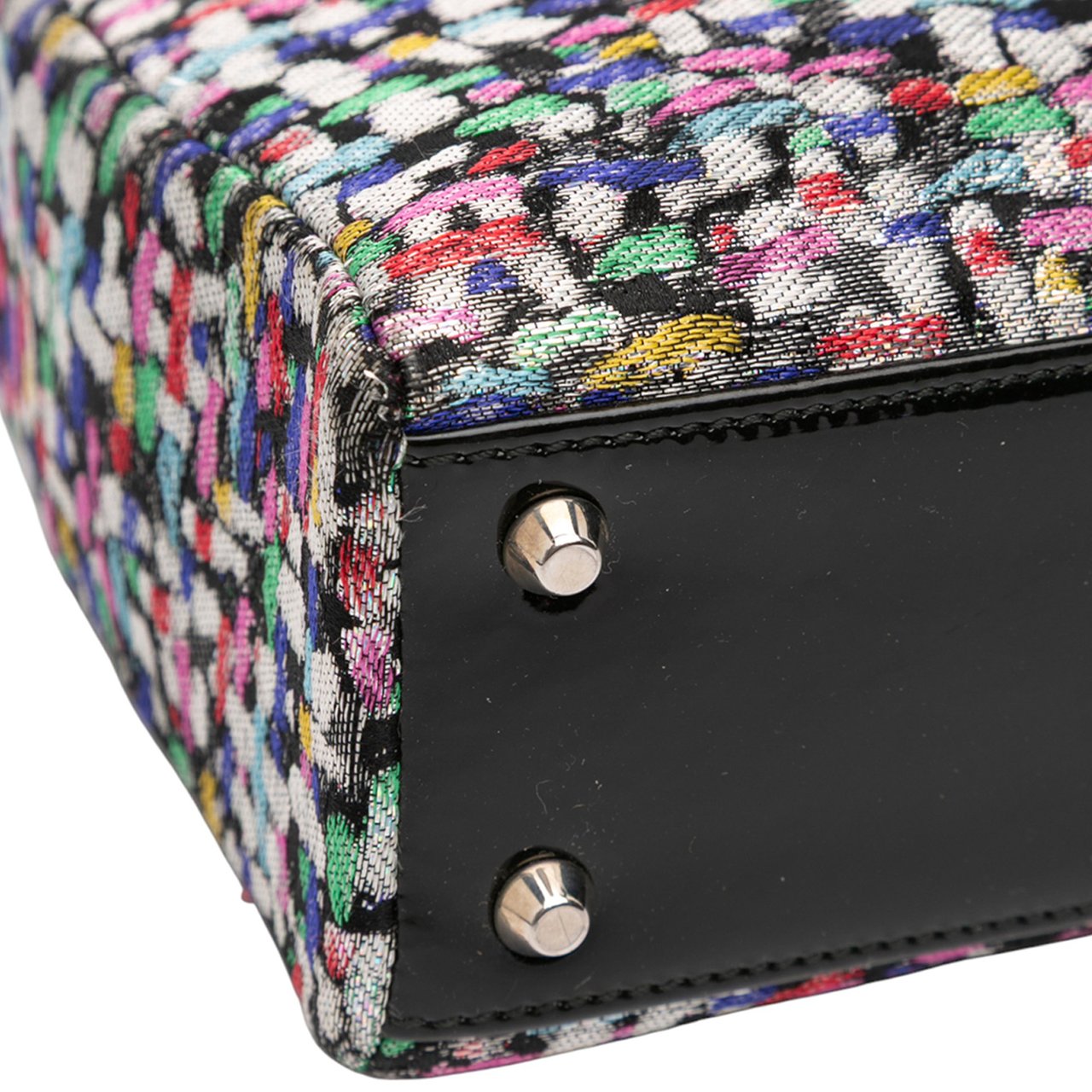 Dior Mini Multicolor Metallic Fabric and Patent Leather Lady Dior Zwart