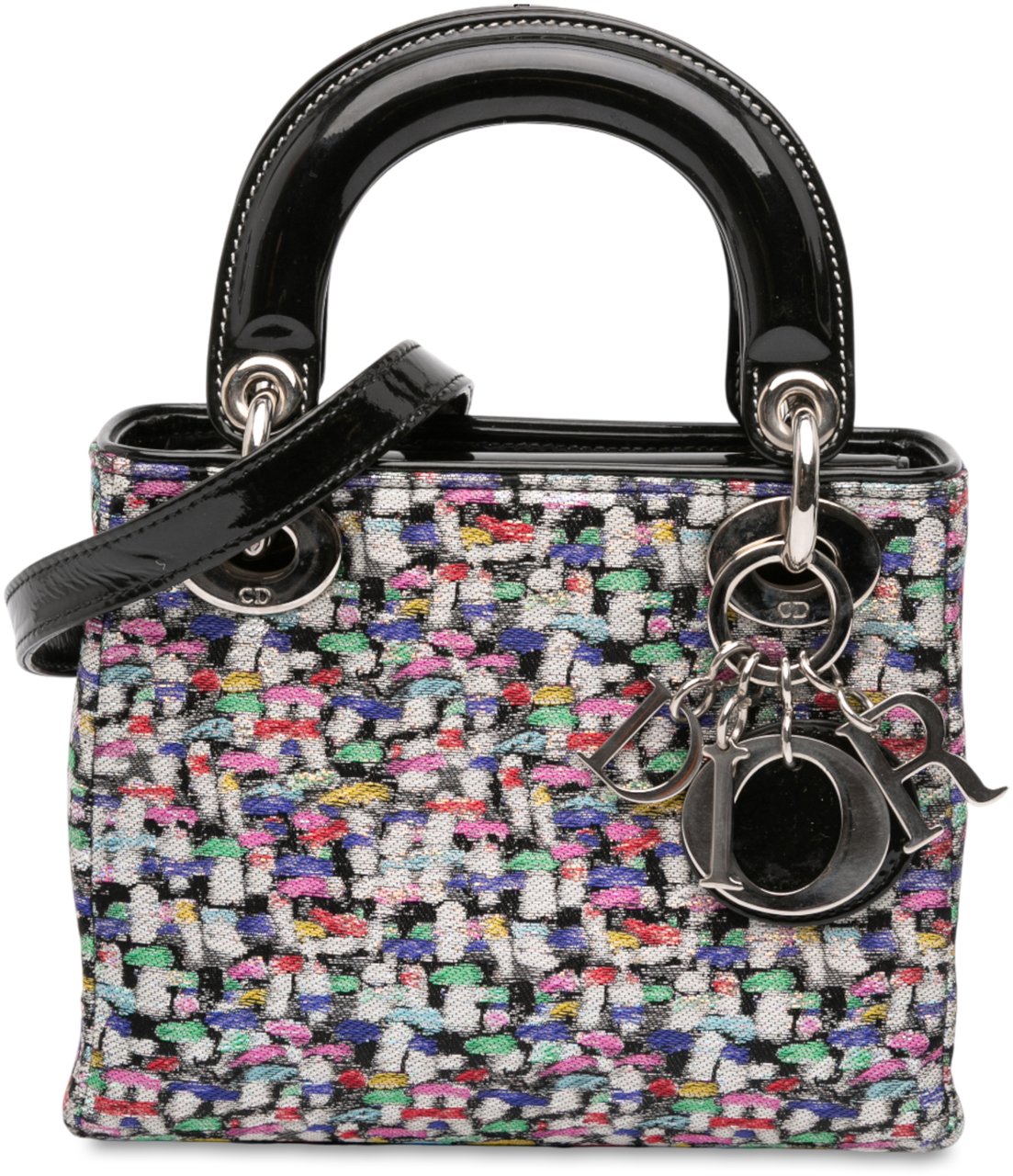 Dior Mini Multicolor Metallic Fabric and Patent Leather Lady Dior Zwart