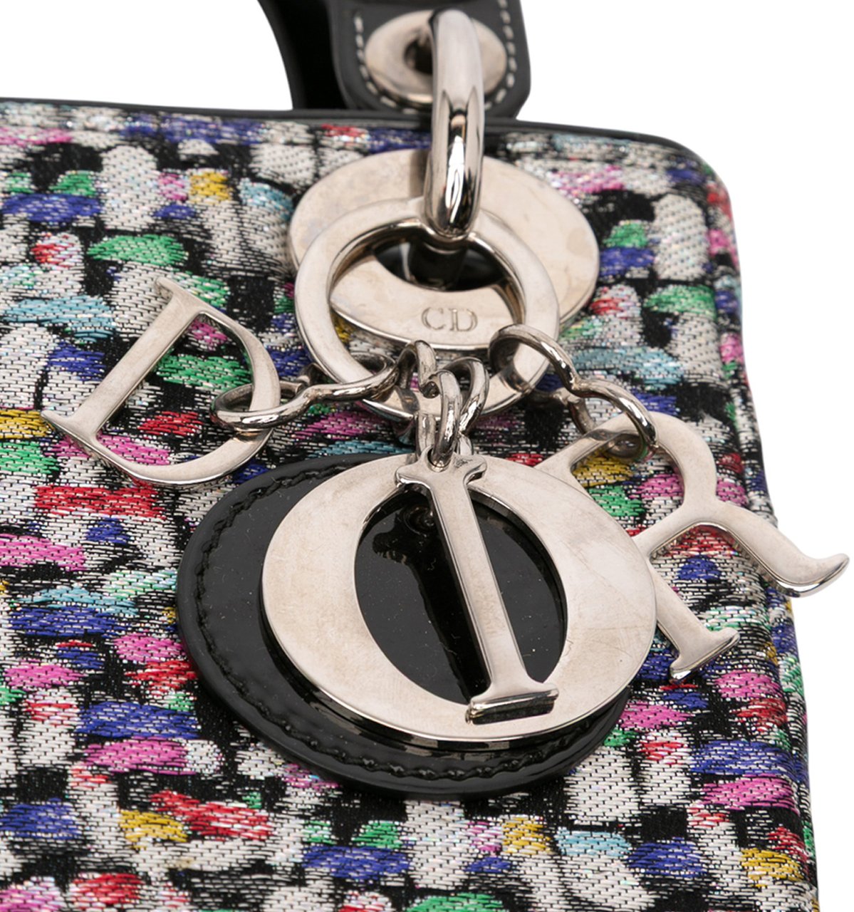 Dior Mini Multicolor Metallic Fabric and Patent Leather Lady Dior Zwart