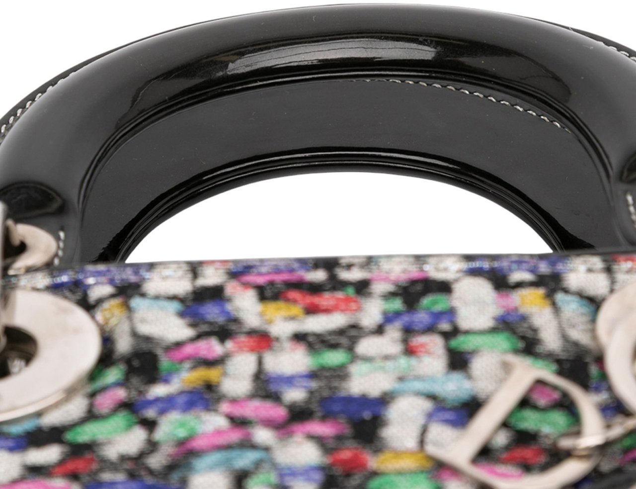 Dior Mini Multicolor Metallic Fabric and Patent Leather Lady Dior Zwart