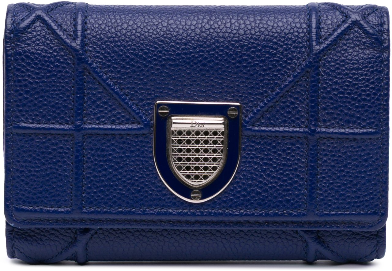 Dior Grained Calfskin Diorama Elancee Wallet Blauw