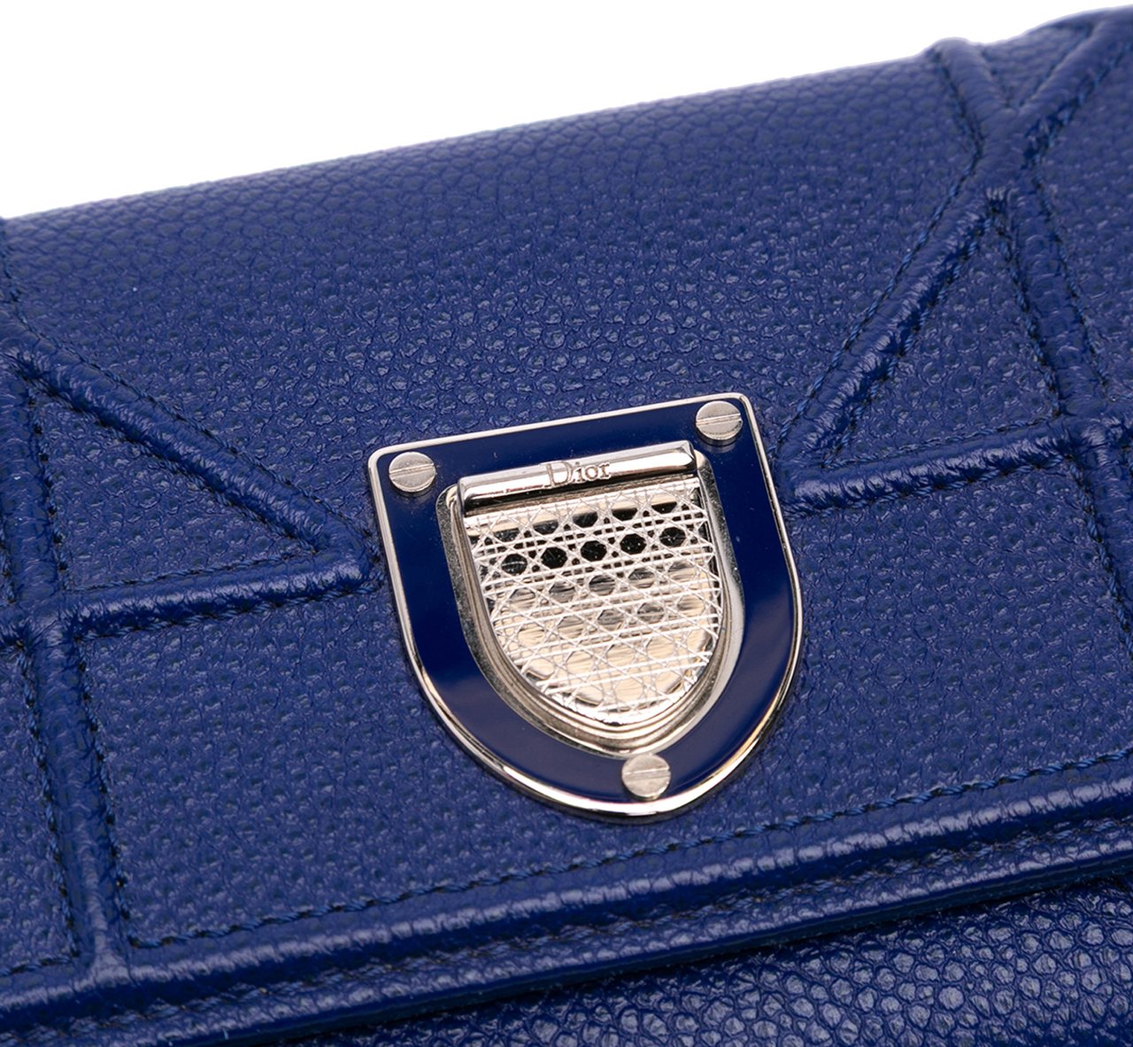 Dior Grained Calfskin Diorama Elancee Wallet Blauw