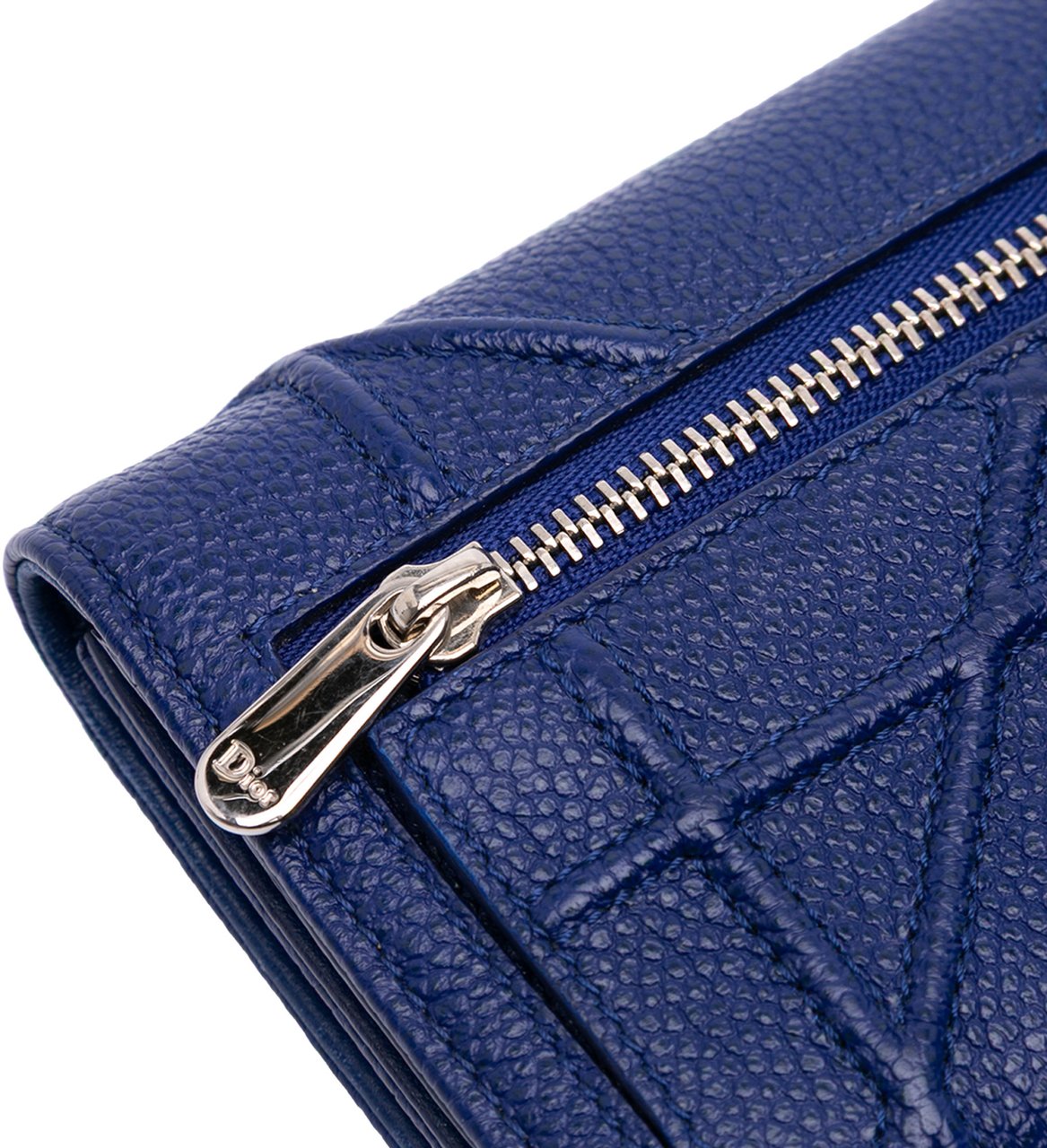 Dior Grained Calfskin Diorama Elancee Wallet Blauw