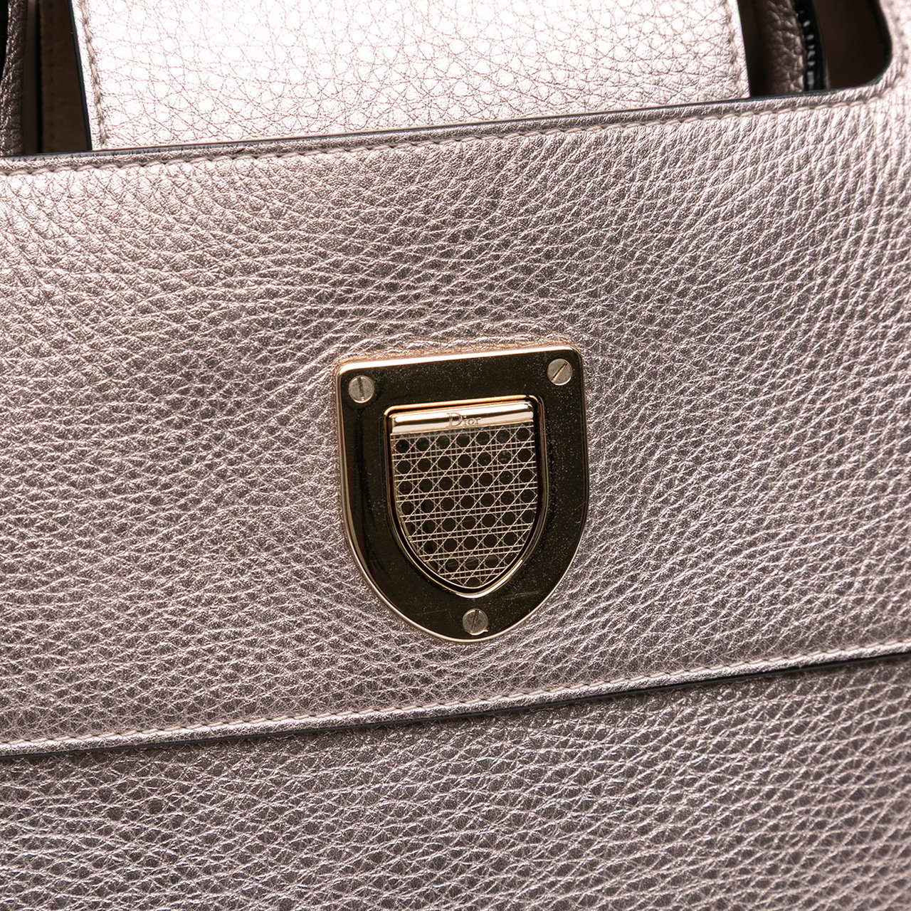 Dior Medium Metallic Grained Calfskin Diorever Satchel Goud