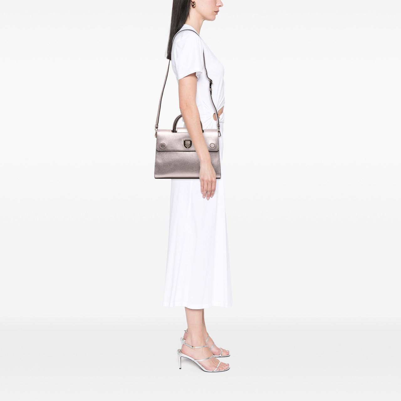 Dior Medium Metallic Grained Calfskin Diorever Satchel Goud