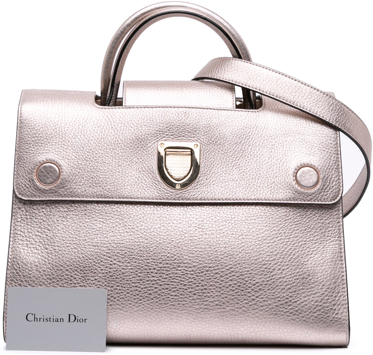 Dior Medium Metallic Grained Calfskin Diorever Satchel Goud