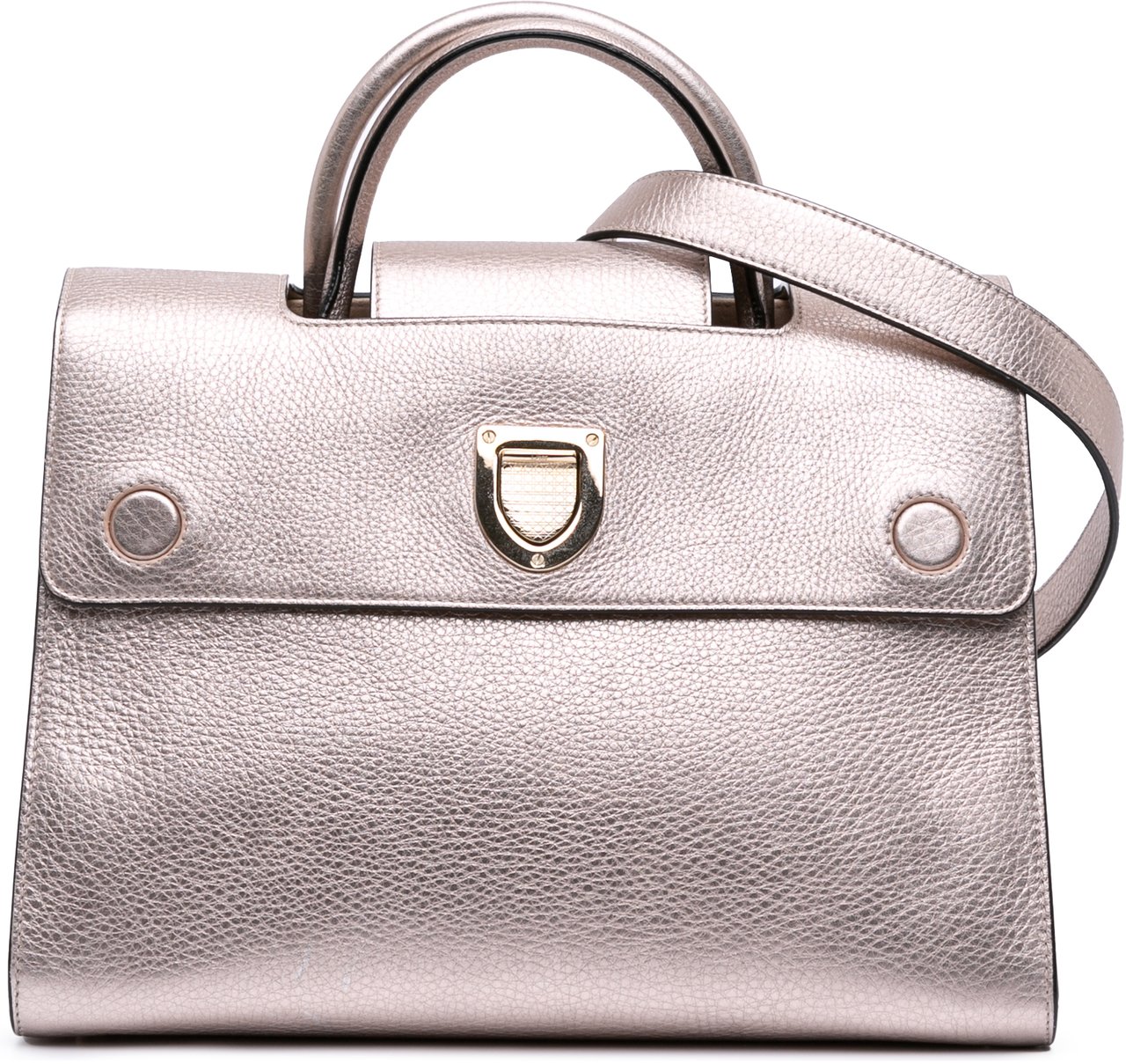Dior Medium Metallic Grained Calfskin Diorever Satchel Goud