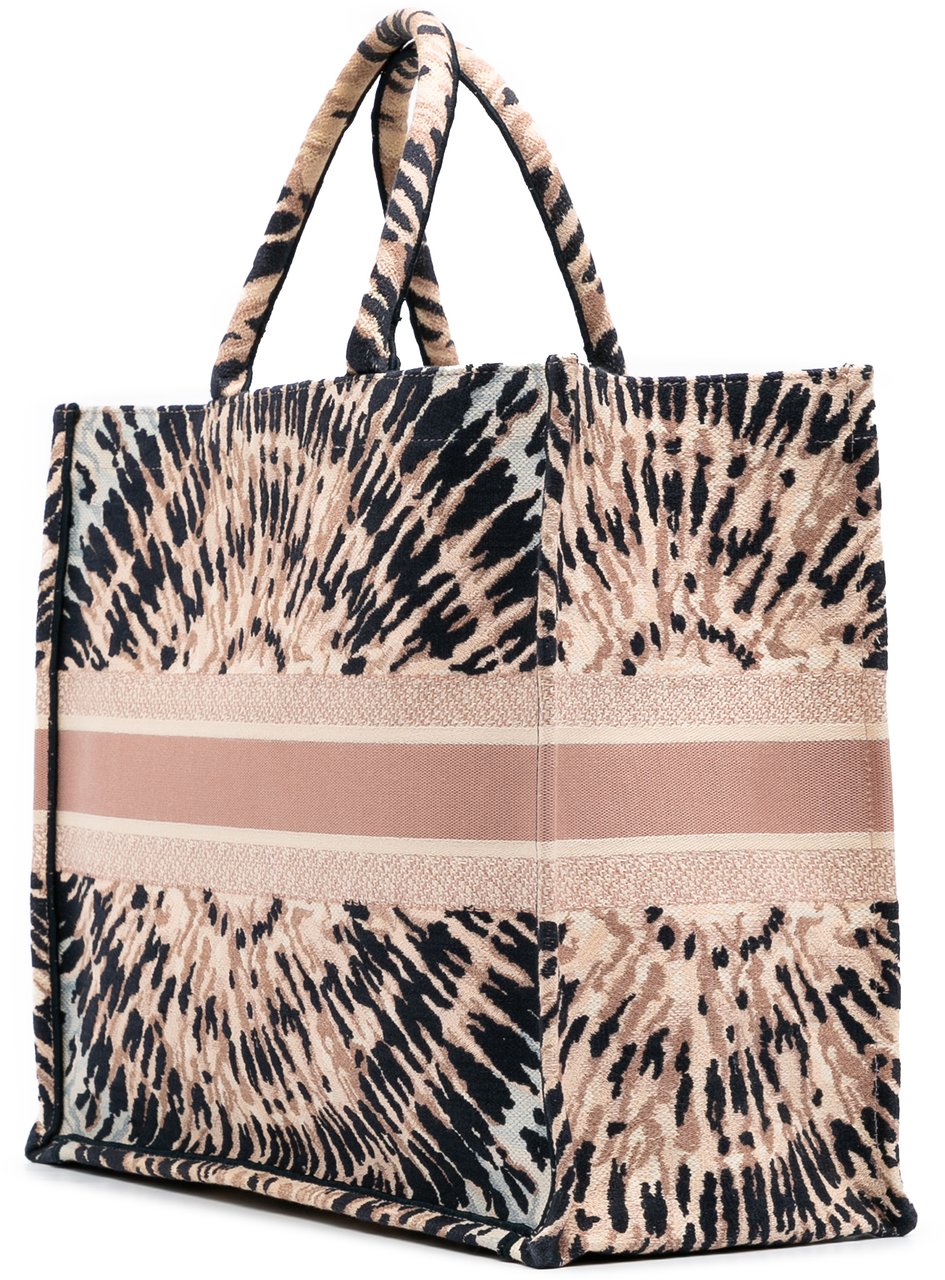 Dior Large Embroidered Canvas Tie Dye Book Tote Bruin