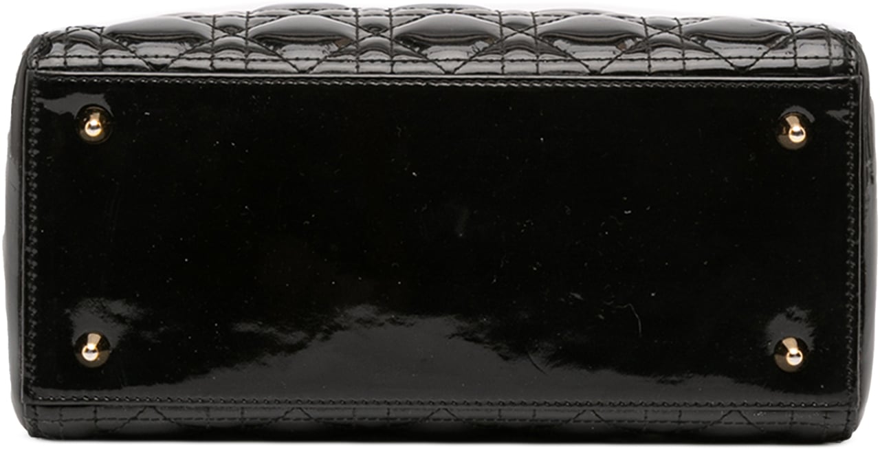 Dior Medium Patent Cannage Lady Dior Zwart