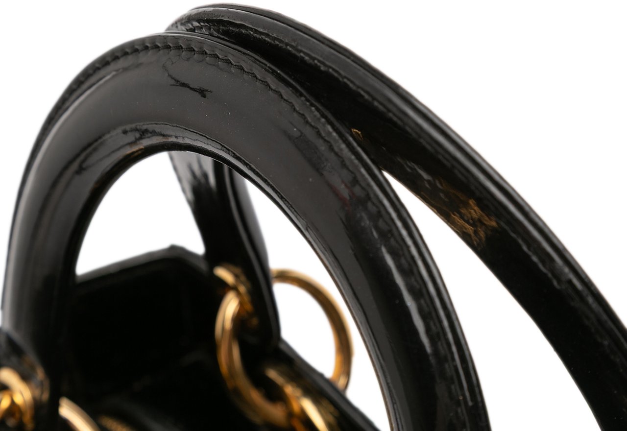 Dior Medium Patent Cannage Lady Dior Zwart