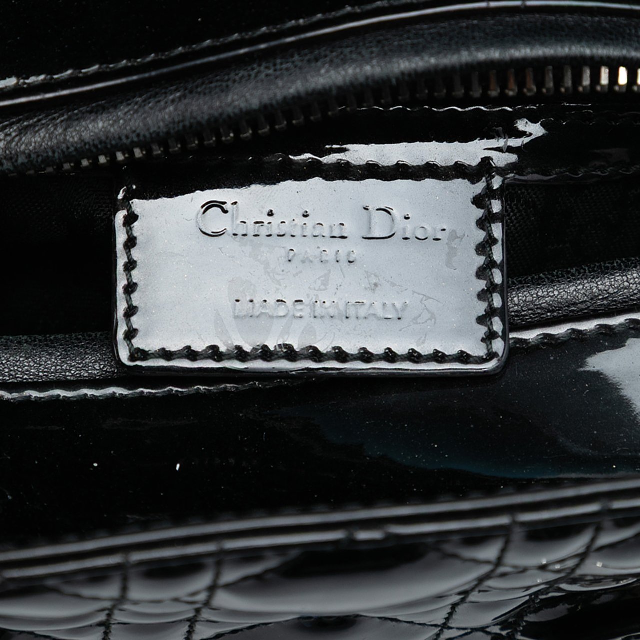 Dior Medium Patent Cannage Lady Dior Zwart