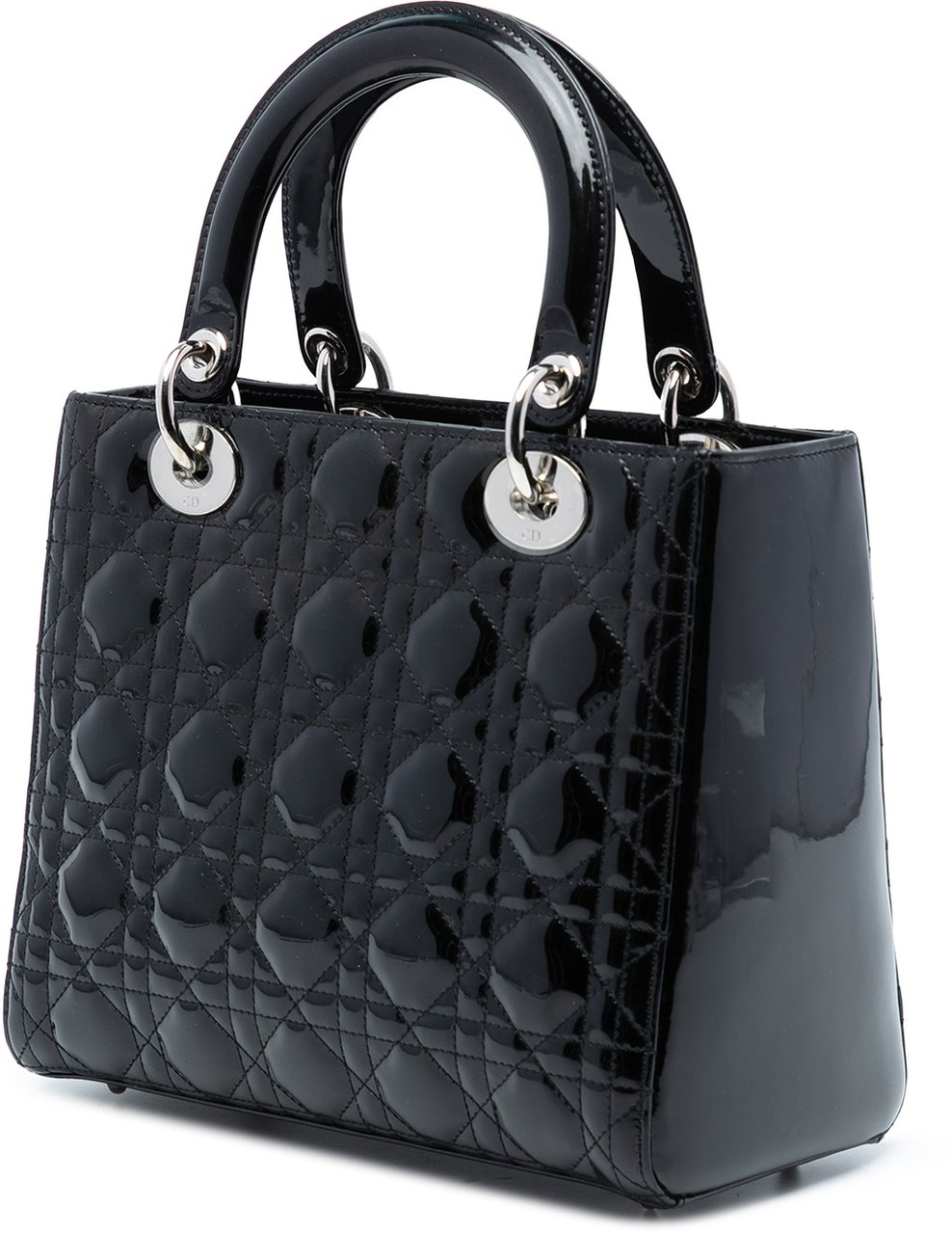 Dior Medium Patent Cannage Lady Dior Zwart