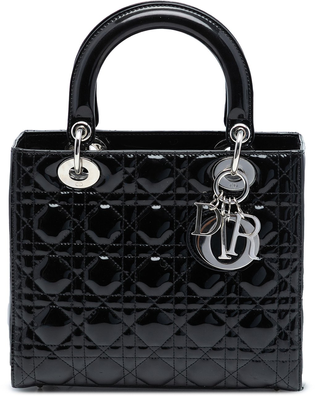 Dior Medium Patent Cannage Lady Dior Zwart