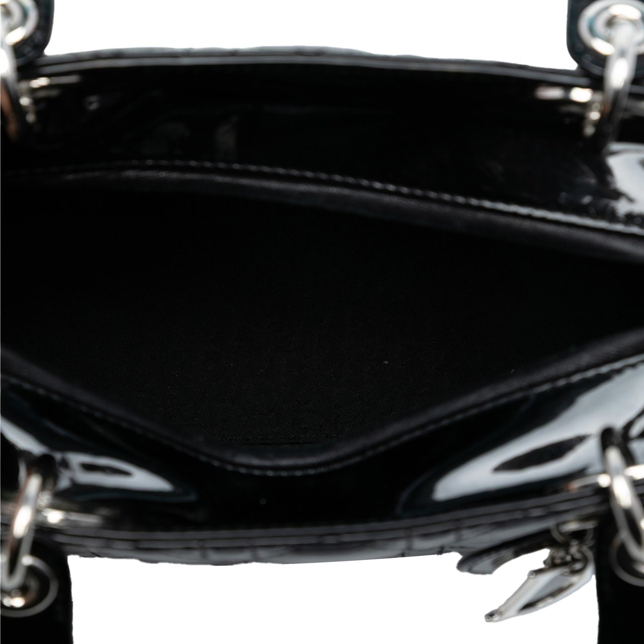 Dior Medium Patent Cannage Lady Dior Zwart