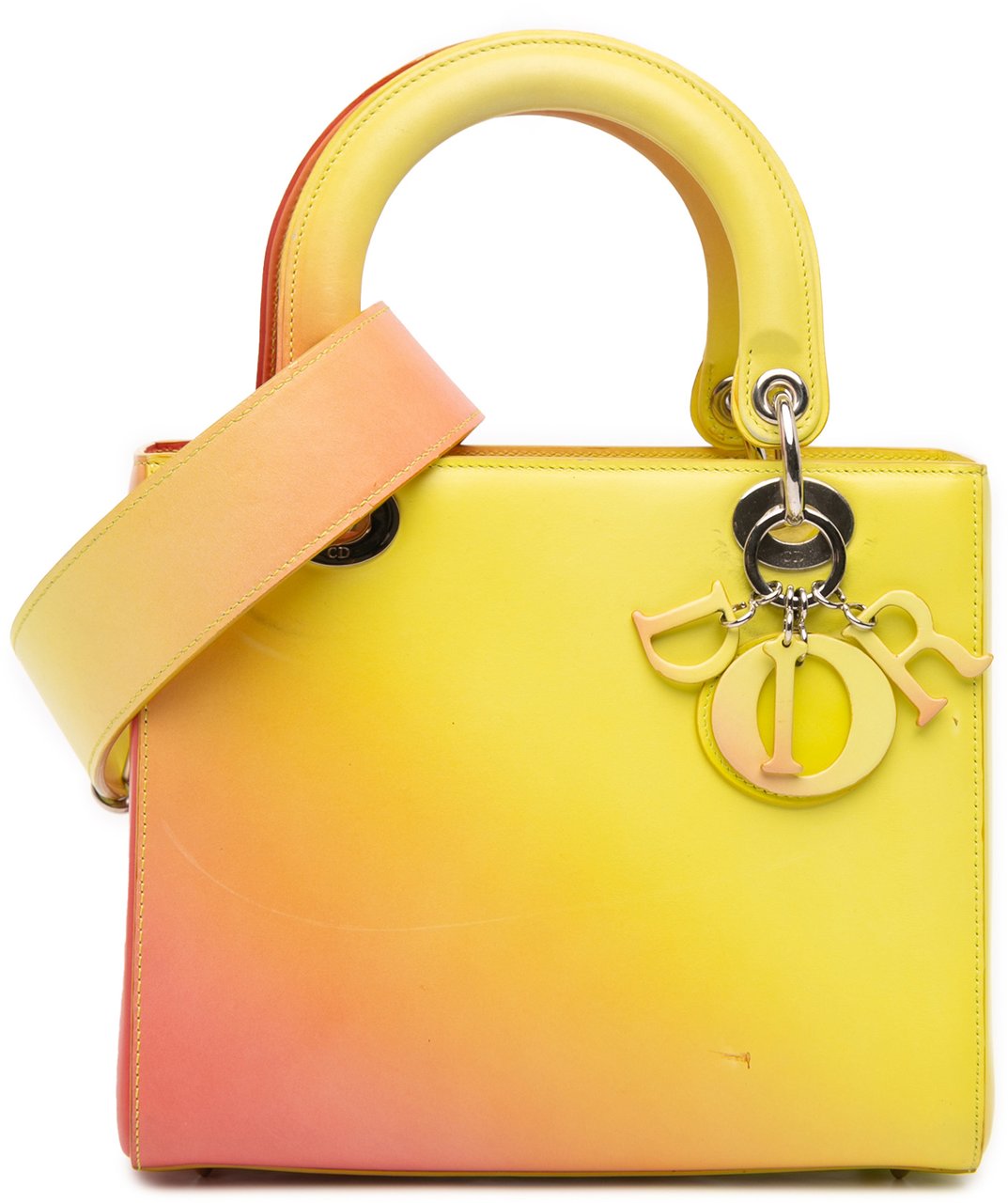 Dior Medium Ombre Calfskin Lady Dior Geel