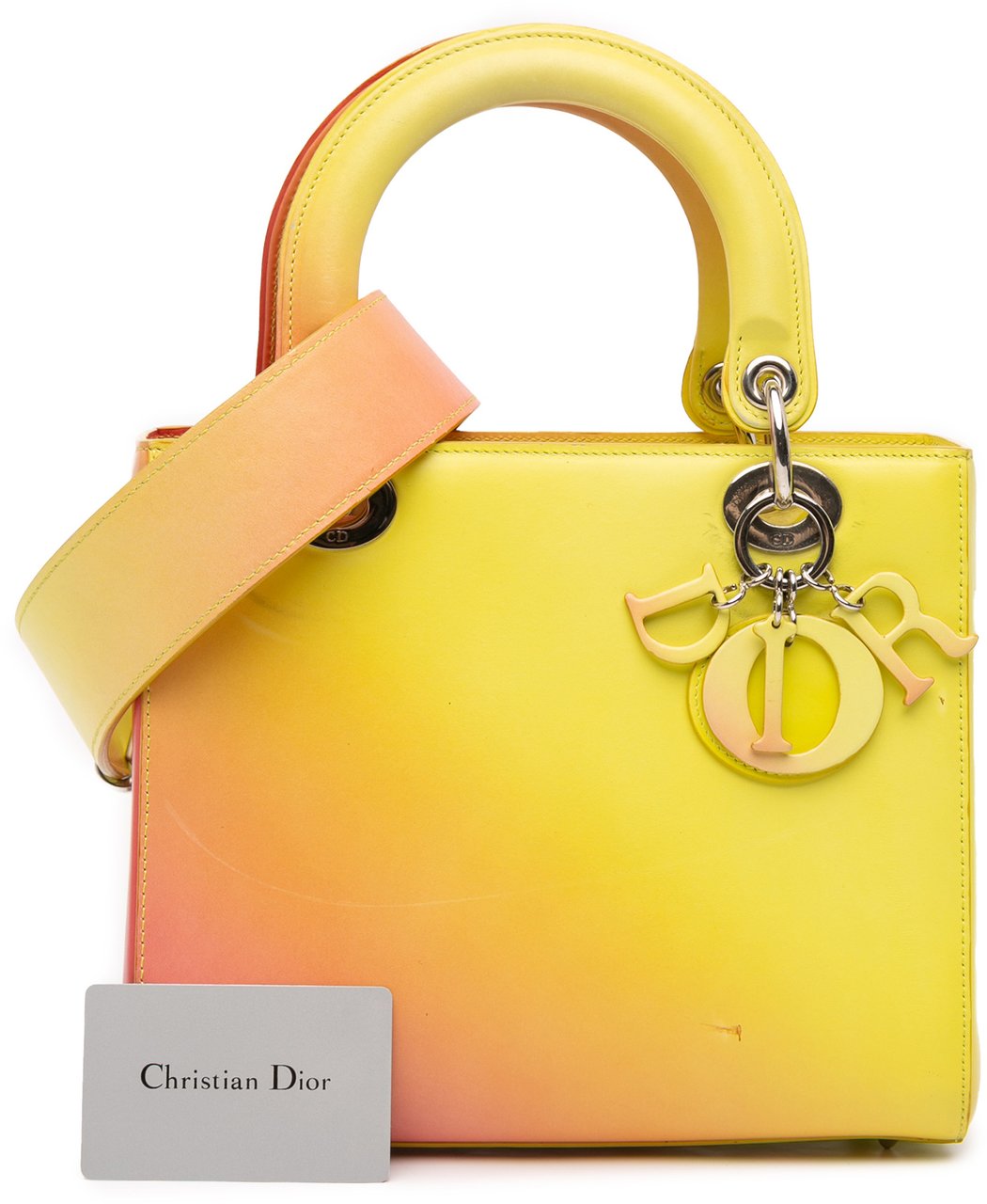 Dior Medium Ombre Calfskin Lady Dior Geel