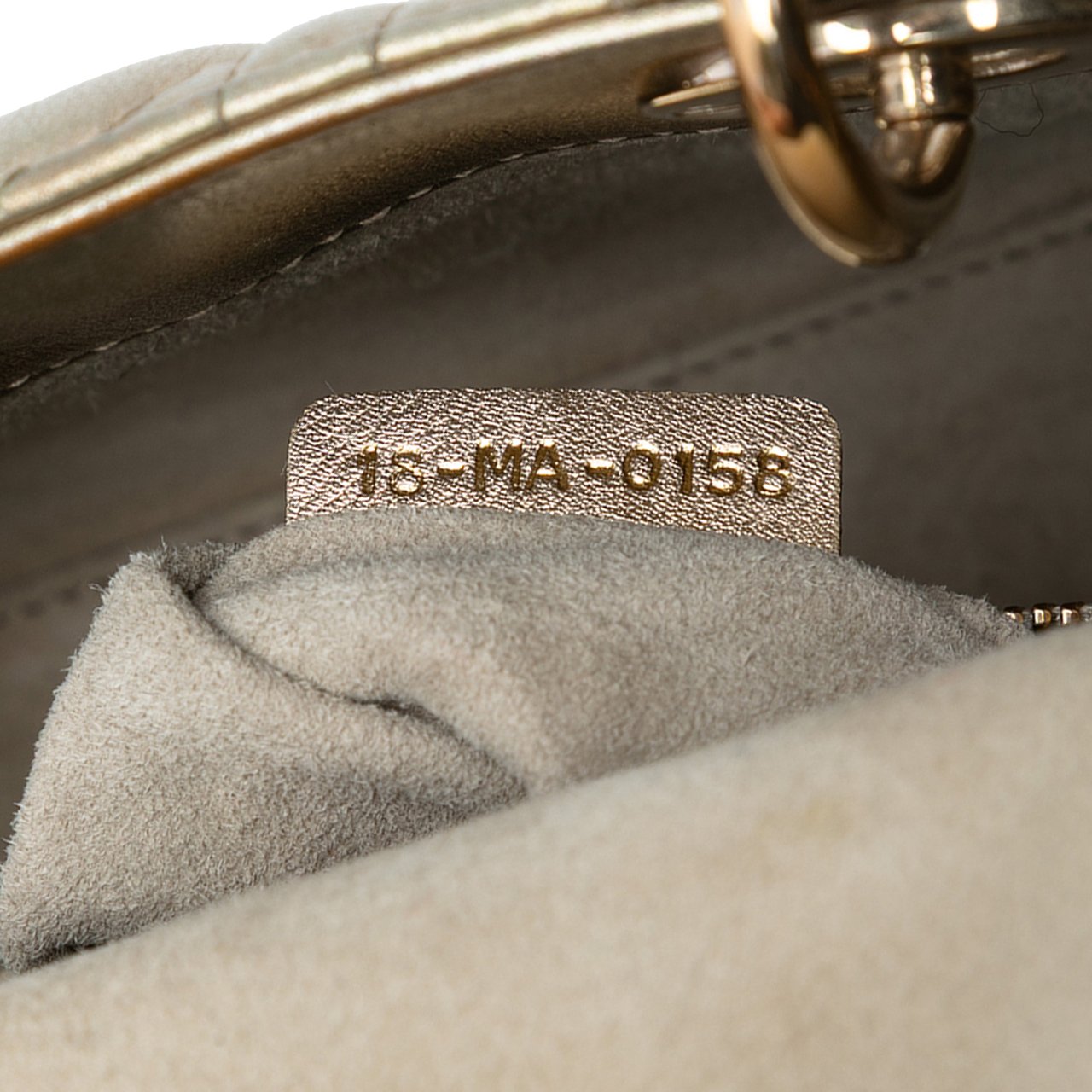 Dior Mini Metallic Lambskin Cannage Lady Dior Goud