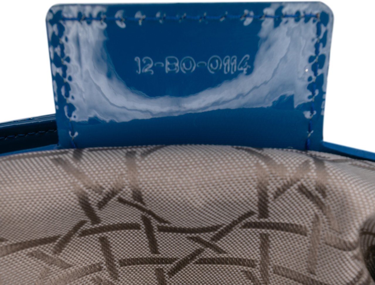 Dior Large Patent Cannage Lady Dior Blauw