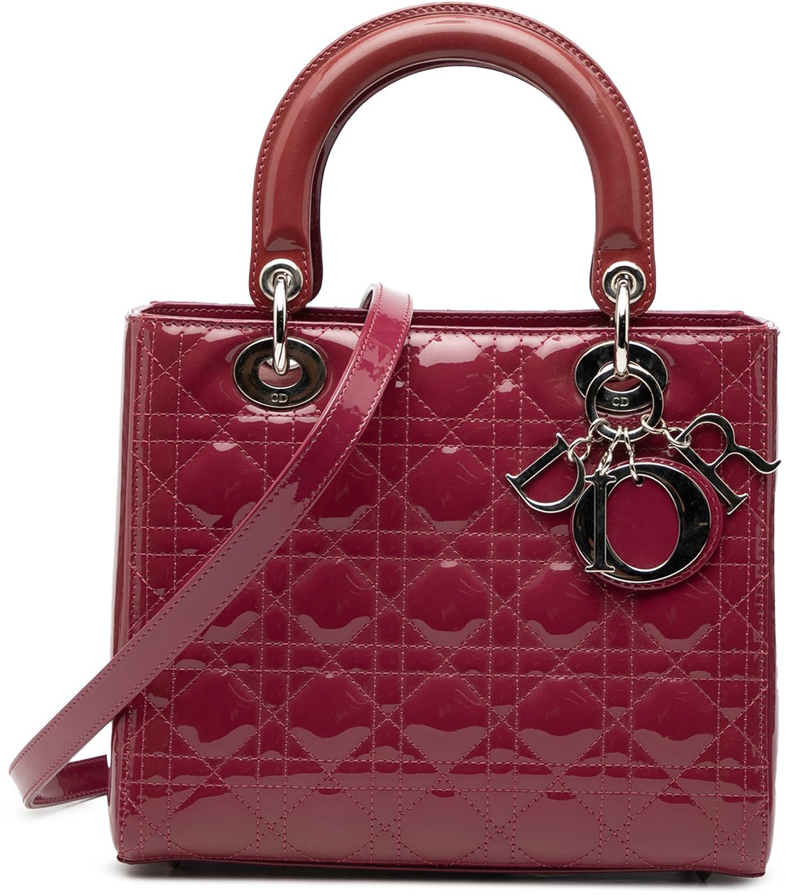 Dior Medium Patent Cannage Lady Dior Roze