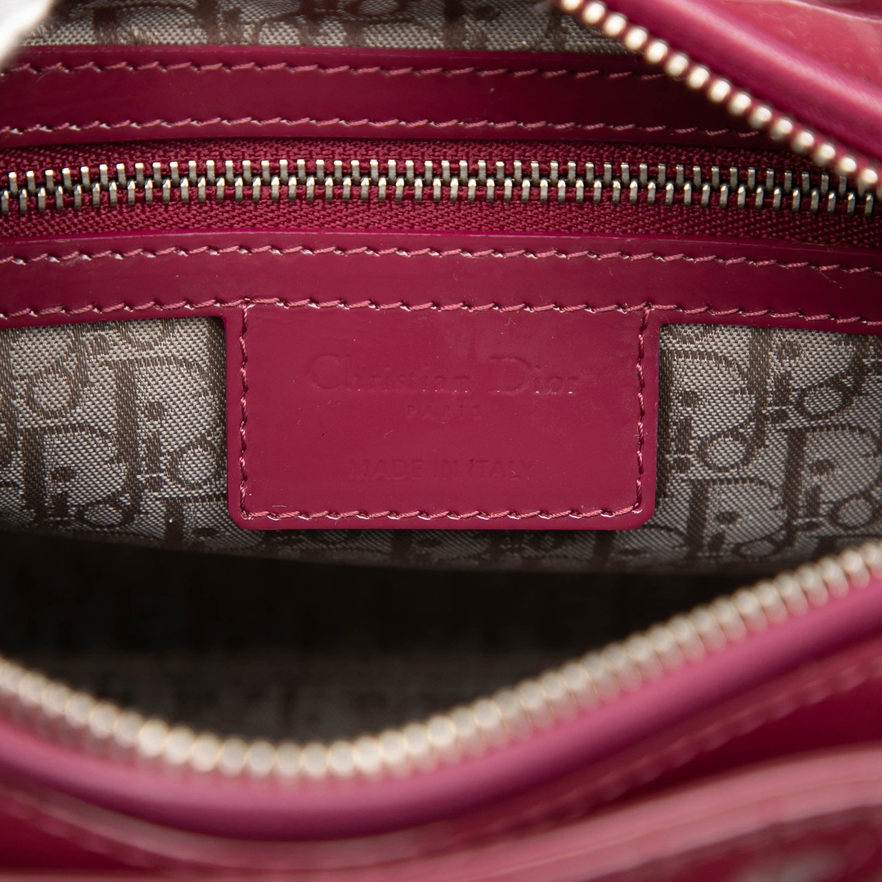 Dior Medium Patent Cannage Lady Dior Roze