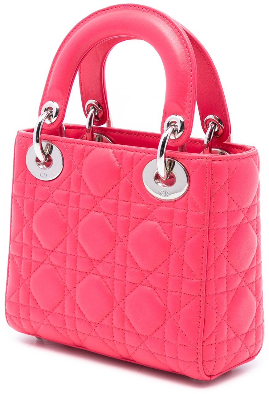 Dior Mini Lambskin Cannage Lady Dior Roze