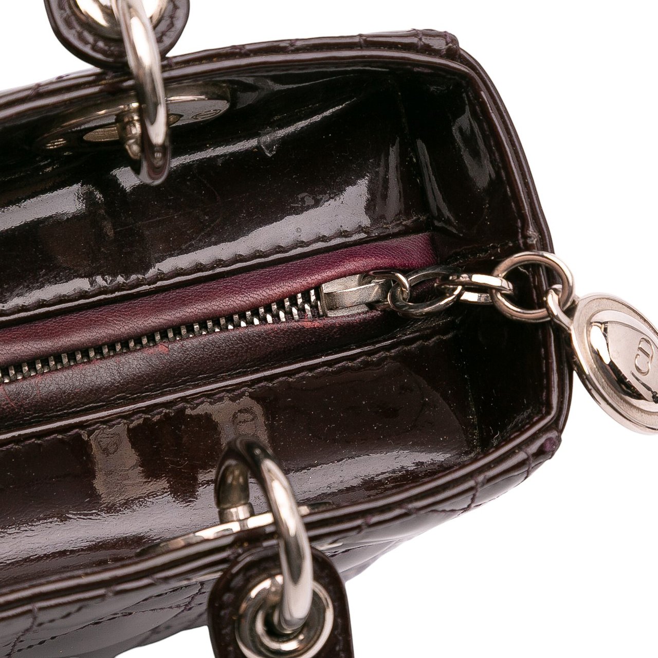 Dior Medium Patent Cannage Lady Dior Paars