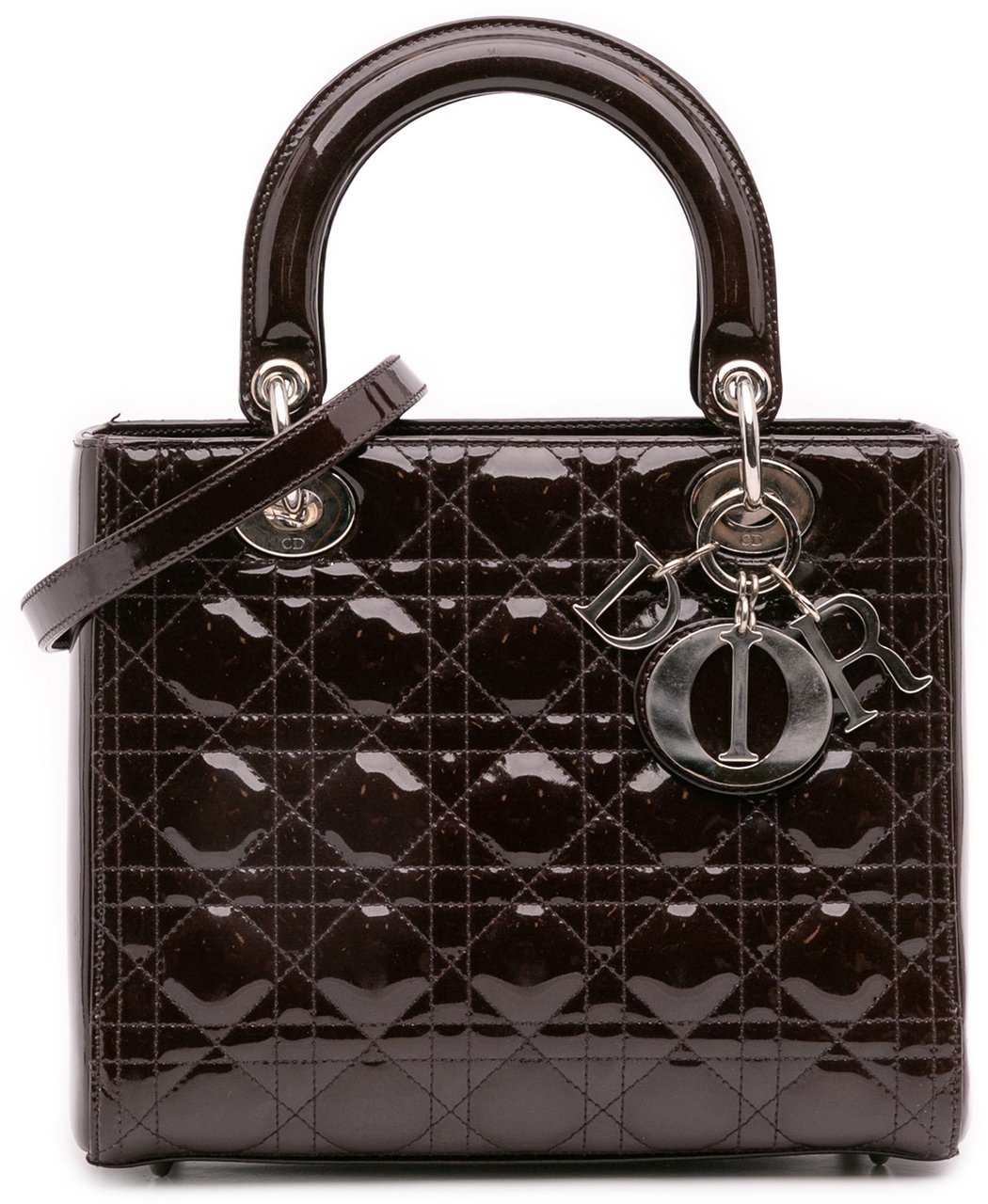 Dior Medium Patent Cannage Lady Dior Paars