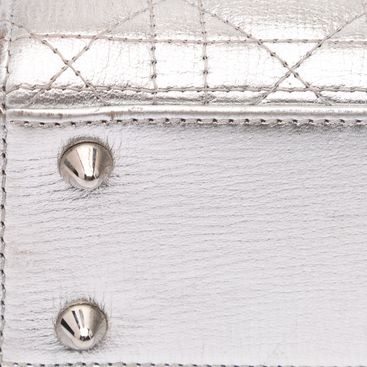 Dior Small Metallic Grained Calfskin Cannage My ABCDior Lady Dior Zilver